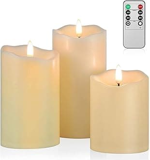 ANGELLOONG Flickering Flameless Candles, Set of 3 Realistic LED Candles with Remote and Timer, for Bedroom, Home Decor, Wedding