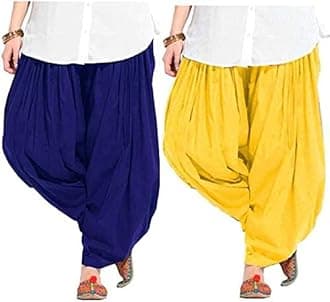 woman's plain cotton patiala salwar combo of 2 (free size) patiala || patiyala || patiala pants || cotton patiala || patiala combo (multicolour)