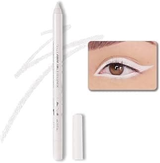 evpct 1Pcs White Color Gel Glitter Eyeliner Pencils Set for Women Waterline Waterproof Smudge Proof lapiz de ojos delineador de ojos contra el agua Eye Liner Makeup,02# White