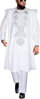 HD African Mens Clothing Traditional Wedding Attire Embroidery Agbada Boubou Caftan Nigerian Male Clothes Set