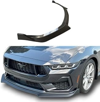 JSD 3-Piece Front Bumper Lip Chin Spoiler for 2024 2025 Mustang GT, EcoBoost Without Performance Pack,Carbon Fiber Style
