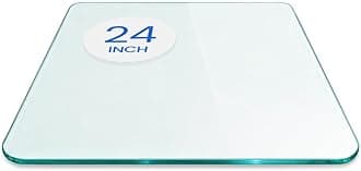 - Dulles Glass 24 inch Square Glass Table Top - Tempered - 3/8" Thick Glass Surface, Safe Flat Polished, Radius Corners, Multipurpose for Dining Table, Patio, Coffee and End Table