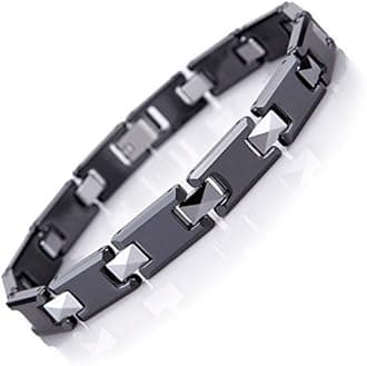 Urban Jewelry Men’s Tungsten & Ceramic Bracelets – Black & Gold or Black & Silver – Scratch-Resistant, Secure Snap-Lock, Gift-Ready, 8.66 Inch, Tungsten Carbide; Ceramic, no gemstone