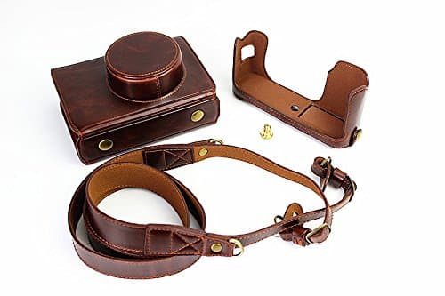 Newlan Protective Compact Leather Case with Shoulder Strap for Fujifilm X100, Fujifilm X100S, Fujifilm X100T(Coffee)