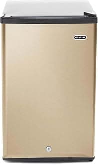 Upright Freezer with Lock, 2.1 Cu. Ft. Small Freezer Mini Freezer for Bedrooms, Dorms, Garages, Offices, CUF-210SSG, Rose Gold