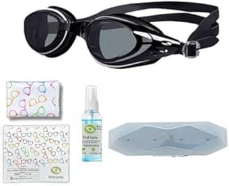 First Lens Customised Powered Swimming Goggles With UV Protection & AntiFog Coating (L-2.50 R-3.00)