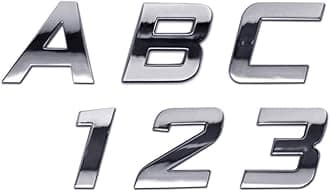 Elektroplate Personalized Set of Chrome Auto Letters and Numbers - Sport Mini Style 0.85" x 0.85" | Set of 5 Premium Weatherproof Emblems for Cars, Trucks, Motorcycles and More