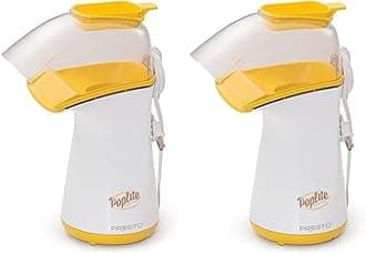 Presto 04820 Poplite Hot Air Popcorn Popper - Built-In Measuring Cup + Melts Butter, Easy to Clean, Built-In Cord Wrap, 18 Cups, Yellow (Pack of 2)