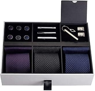 TAVATO Premium Men’s Gift Tie Set Silky Necktie Pocket Squares Tie Clips Cuff...