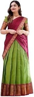 Pista Green Popti South Indian Style Unstich Traditional Lehenga Choli for Women