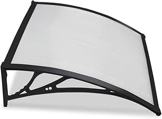 Yaheetech Front Door Canopy Outdoor Awning, Window Garden Canopy Patio Porch Awning, Rain Shelter Cover 120 x 80 cm Black
