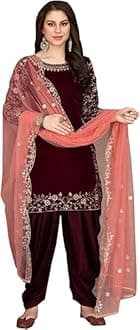 Delightful Velvet Ready To Wear Punjabi Patiala Suits Wedding Wear Designer Shalwar Kameez Dress