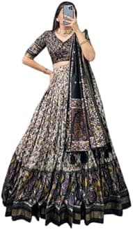 SarathybizWoman's perfectly Navratri Collection Tussar Silk Lehenga Choli Patola Print with Foil Work