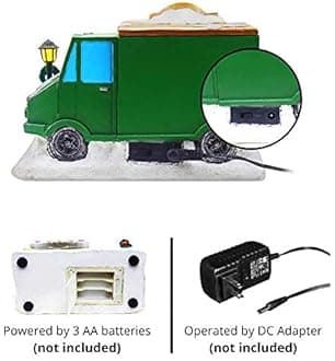 Top Treasures Christmas Village Tabletop Ice Cream Truck - Pre-lit Winter Snow Village - Perfect Addition to Your Christmas Indoor Home Decorations - Great Centerpiece for Your Collection