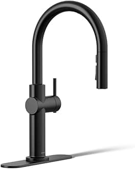 KOHLER 22974-WB-BL Crue Touchless and Voice Activated Kitchen Sink Faucet with Pull Down Sprayer, Motion Sensor, Hands Free Faucet, Matte Black