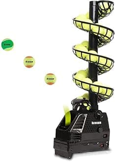 Tennis Ball Machine Tennis Ball Tosser Adjustable&Portable w/Oscillation Ball Launcher Tennis Serving Machine Accurate&Efficient Feed Machine Plug In/Batteries 30 Balls for Adults Children