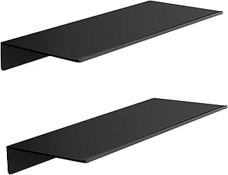 Metal Floating Shelves Set of 2, Length 30CM, Black Wall Shelf for Bathroom, Display Shelves for Wall Decorative for Living Room, Bedroom, Hallway, Office