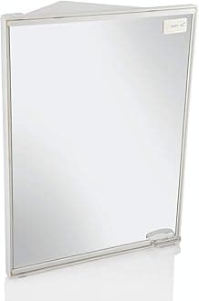 Plastic Neo Corner Bathroom Cabinet with Mirror and Shelves White 1 Door