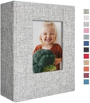 Vienrose Photo Album 4x6 100 Pages Photos Linen Cover Picture Book with Front Window for Baby Wedding Children