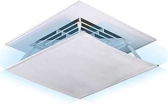 Liveinu Canvas Air Deflector Adjustable Reusable Heat and Air Deflector for Drop Ceiling Vents RV, Home HVAC, AC and Ceiling Registers Air Conditioner Deflector White 23"x23" Inch