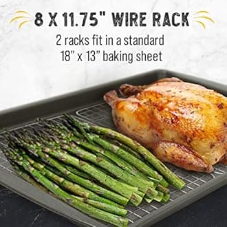 Checkered Chef Cooling Racks for Baking - Quarter Size - Stainless Steel Cooling Rack/Baking Rack Set of 2 - Oven Safe Wire Racks Fit Quarter Sheet