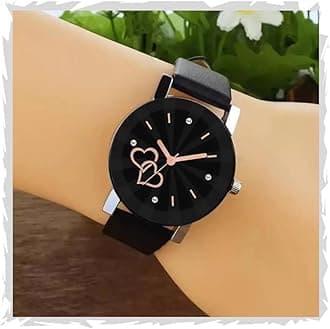 Brand Analog Watch for Girls 5 Diffrent Dial Diamond Cut Glass Black Leather Watch for Women Analog Girl Watches