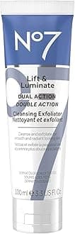No7 Lift & Luminate Dual Action Cleansing & Exfoliating Face Wash - Gentle Face Exfoliator with Vitamin C, E & B5 - Deep Pore Cleanser for Dull & Uneven Skin Tone (3.3 Fl Oz)
