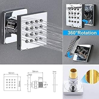 Enga Shower Body Jet System 12 Inch Ceiling Mounted Rainfall Shower Head with 6 Body Sprays and Handshower, Brass Shower Faucet Rough-in Mixer Valve, Chrome