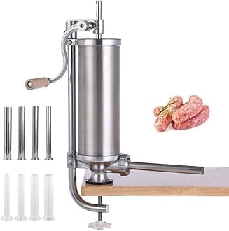 MASTER FENG Sausage Stuffer, Vertical Stainless Steel Sausage Maker Packed with 8 Tubes, Commercial and Household Use (5LBS VERTICAL)