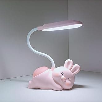 MACVL5 Plastic Desk Lamp for Kids|Cartoon Bunny Shaped with Night Light for Study Table, Bedroom, Study Room (Pink), LED