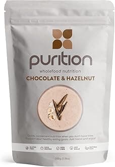 Purition Chocolate & Hazelnut Large Bag | Premium High Protein Powder for Keto Shakes and Smoothies with Only Natural Ingredients for Weight Management | 1 x 12 Meal Bag