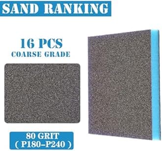 16Pcs 80 Grit Sanding Sponge, Jamiikury Sanding Blocks Washable and Reusable, Wet Dry Sandpaper Sponge for Wood Metal Furniture Paint and Drywall