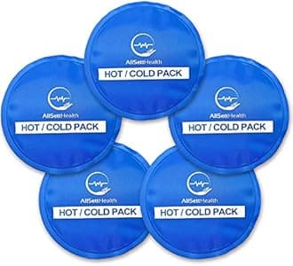 AllSett Health Reusable Round Gel Ice Packs for Injuries | Hot & Cold Therapy, 5 Pack
