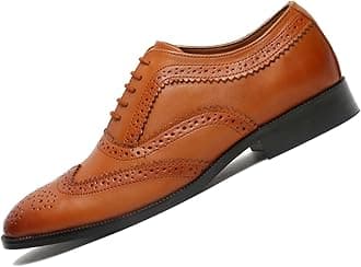 LOUIS STITCH Men's European Leather Formal Shoes Handcrafted Brogue Style Laceups for Men (LSSHEUBG)