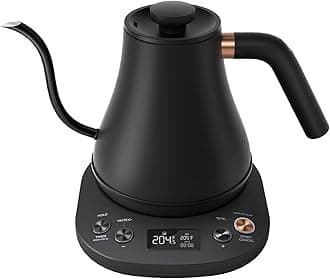 Electric Kettle Gooseneck Pour Over Kettle ±1℉ Temperature Control Quick Heating Water Boiler for Coffee & Tea & Formula Auto Shut Off Tea Kettle 1200 Watt, 0.8L, Matt Black, Barista Edition