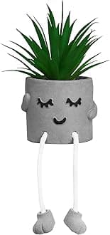 Zerzsy Artificialplant Succulents in Cement Pots with Hanging Leg, Kitchen Shelves Decor, Bathroom Shelf Decoration, Shelf Decoration Accents, Office Wall Decor - Set of 1