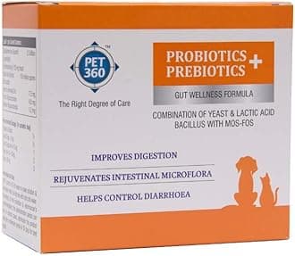PET360 PROBIOTICS + PREBIOTICS Gut Wellness Formula for Dogs & Cats | Probiotic Supplement | Prevents Diarrhea & Indigestion | Cat & Dog Gut Health Supplement for Improved Immunity - 10 Sachets