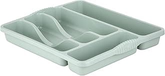 Wham Plastic Kitchen Cutlery Tray Organiser Rack Holder Drawer Insert Tidy Storage - Sage