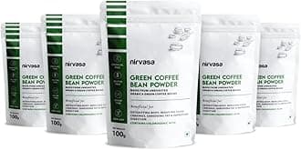 Nirvasa Unroasted Arabica Green Coffee Bean Extract Powder with Chlorogenic Acid for Men & Women | Body Detoxification & Weight Management | 100g (Pack of 5)