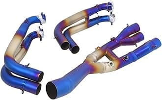 For B&MW S1000RR S 1000 RR 2019 2020 2021 2022 2023 2024 Motorcycle Exhaust 60mm Escape Slip On Front Link Connection Muffler Motorcycle Exhaust Muffler(Blue)