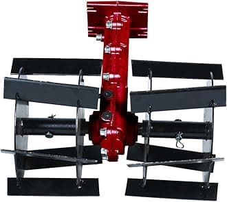 BALWAAN Krishi Tiller Attachment 28MM Cross Type (RED) for Side Pack Brush Cutters | 14-inch Working Width | Remove Unwanted Weeds and Weeds in Fruits and Vegetables|TA-28C