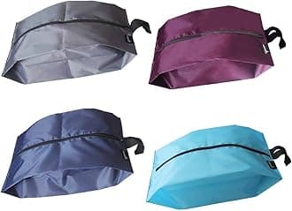 MISSLO Portable Nylon Travel Shoe Bags With Zipper Closure (Pack 4, Mix Color)
