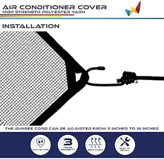 Windscreen4less 32"x32" A/C Unit Mesh Cover Air Conditioner Compressor Condenser Cover with Bungee Cords for Outside