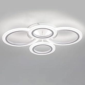 Shine LUEST 34W LED Ceiling Light with Remote, 3000-6000K Dimmable Modern Flush Mount Ceiling Lighting Fixture White 4 Rings Round Chandelier Ceiling Lamp for Small Room, Bedroom