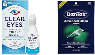 Triple Relief Eye Drops, 0.5 Fl Oz & DenTek Triple Clean Advanced Clean Floss Picks, 150 Count