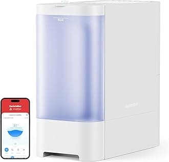 SwitchBot Evaporative Humidifier, 4.5L Cool Moisture Quiet Humidifier for Home Baby Bedroom with Smart Humidity APP & Voice Control, App Alert, Top Fill for Plants, Large Room