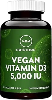 MRM Nutrition Vitamin D3 5,000 IU - For Women and Men - High Potency Pure Cholecalciferol from Lichen, Vegan Calcium Absorption Support for Bone & Immune Health - Non‑GMO & Gluten‑Free - 60 Servings