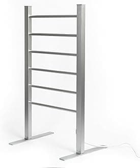 Status Radiator Towel Rail, 6 Bar Electric Heated Towel Rail, Aluminium, Free Standing, Silver, AHTR-100W1PKB