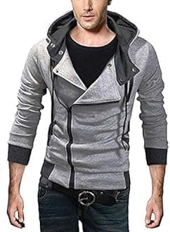 King Ma Men's Oblique Zipper Hoodie Casual Slim Fit Top Cosplay Costume Jacket