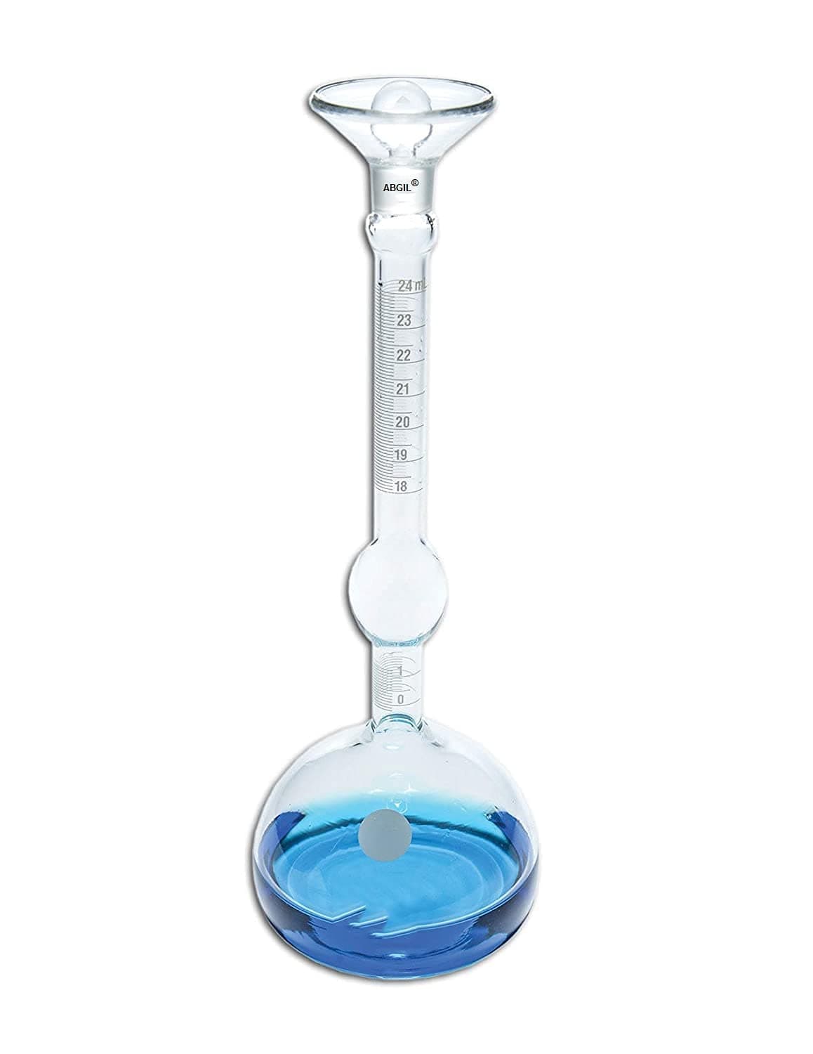 BOROSILICATE GLASS LE-CHATELIER SPECIFIC GRAVITY FLASK. ONE UNIT.